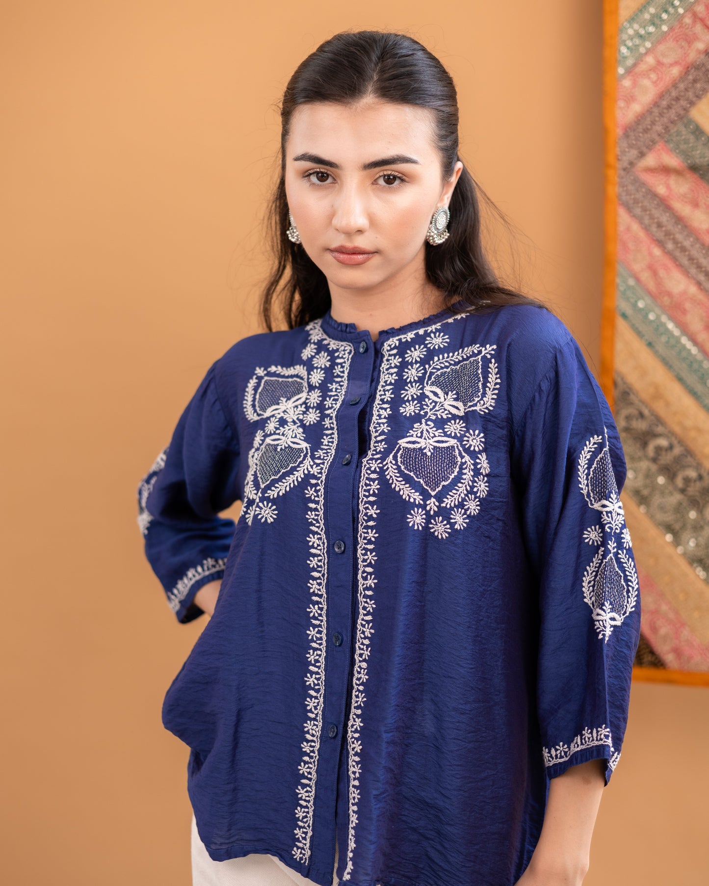 Oorja linen chanderi kurti
