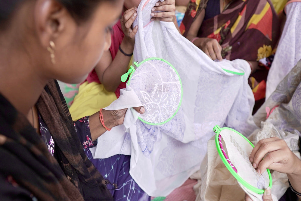 A scenic view of the heritage craftsmanship process behind every Art of Awadh chikankari garment.