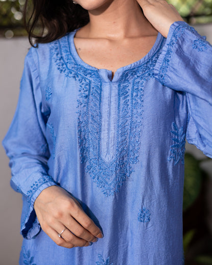 Jasmin linen chanderi kurta