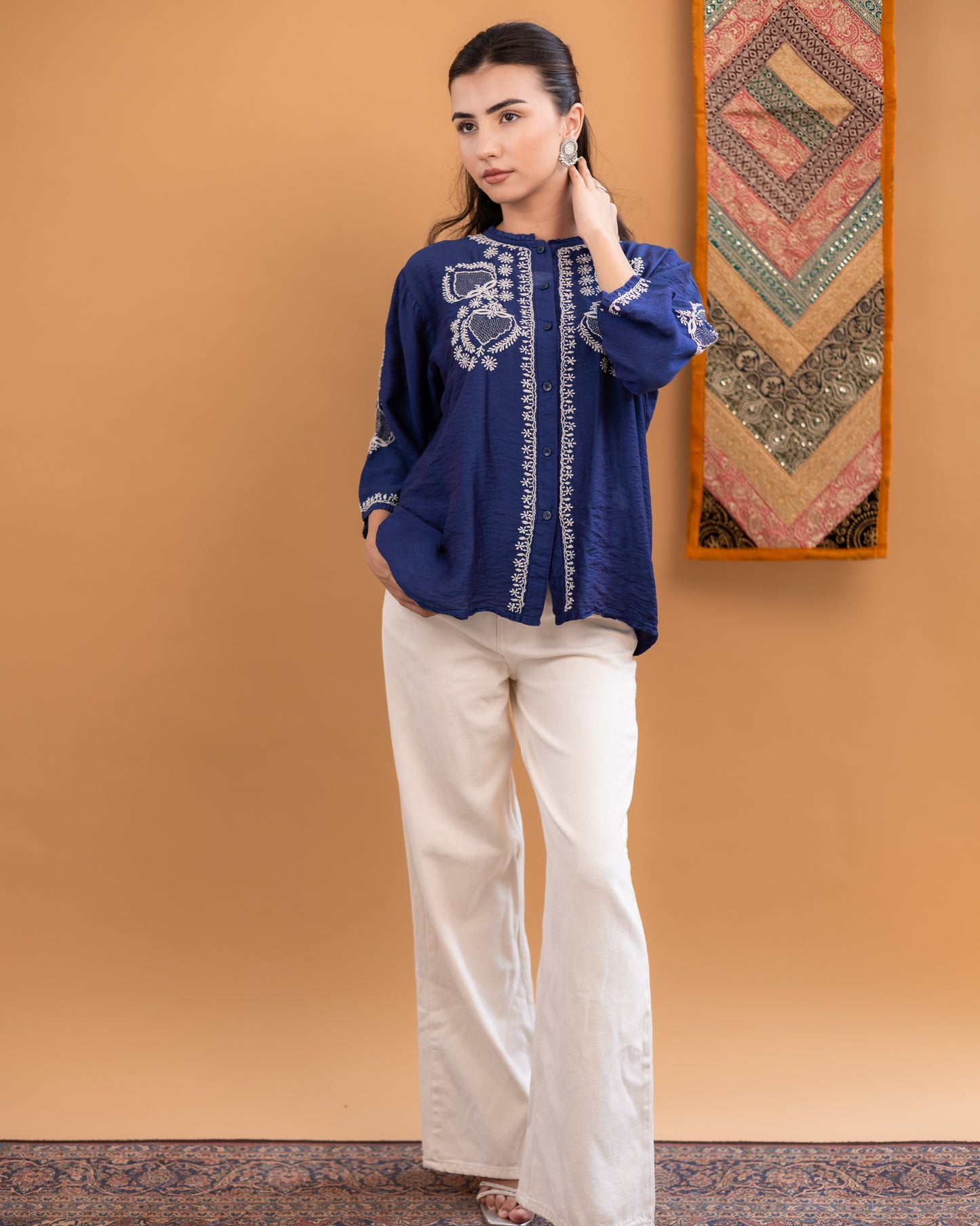 Oorja linen chanderi kurti