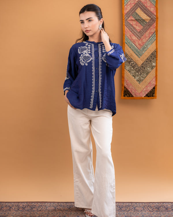 Oorja Linen Chanderi Kurti