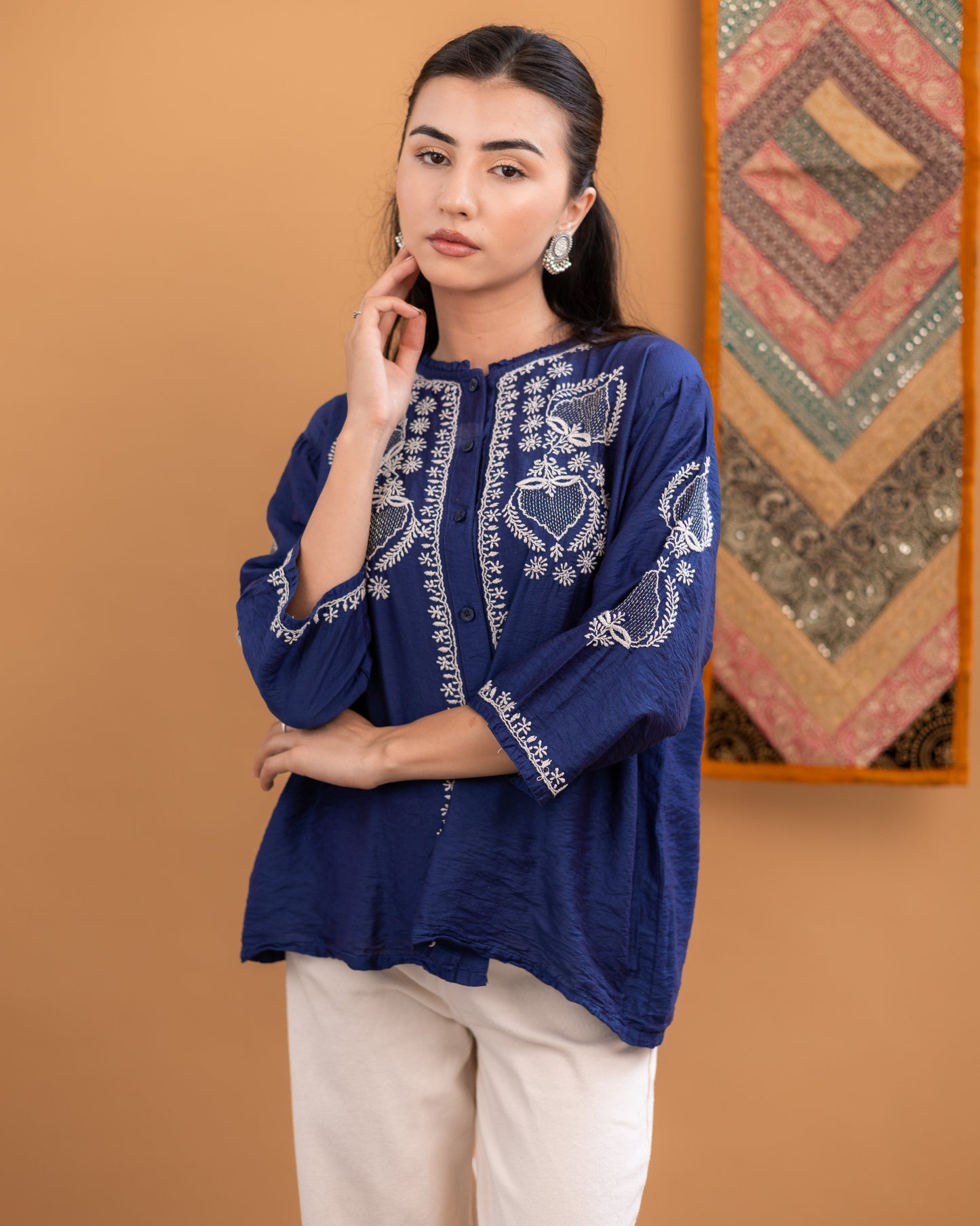 Oorja linen chanderi kurti