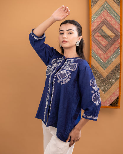 Oorja linen chanderi kurti