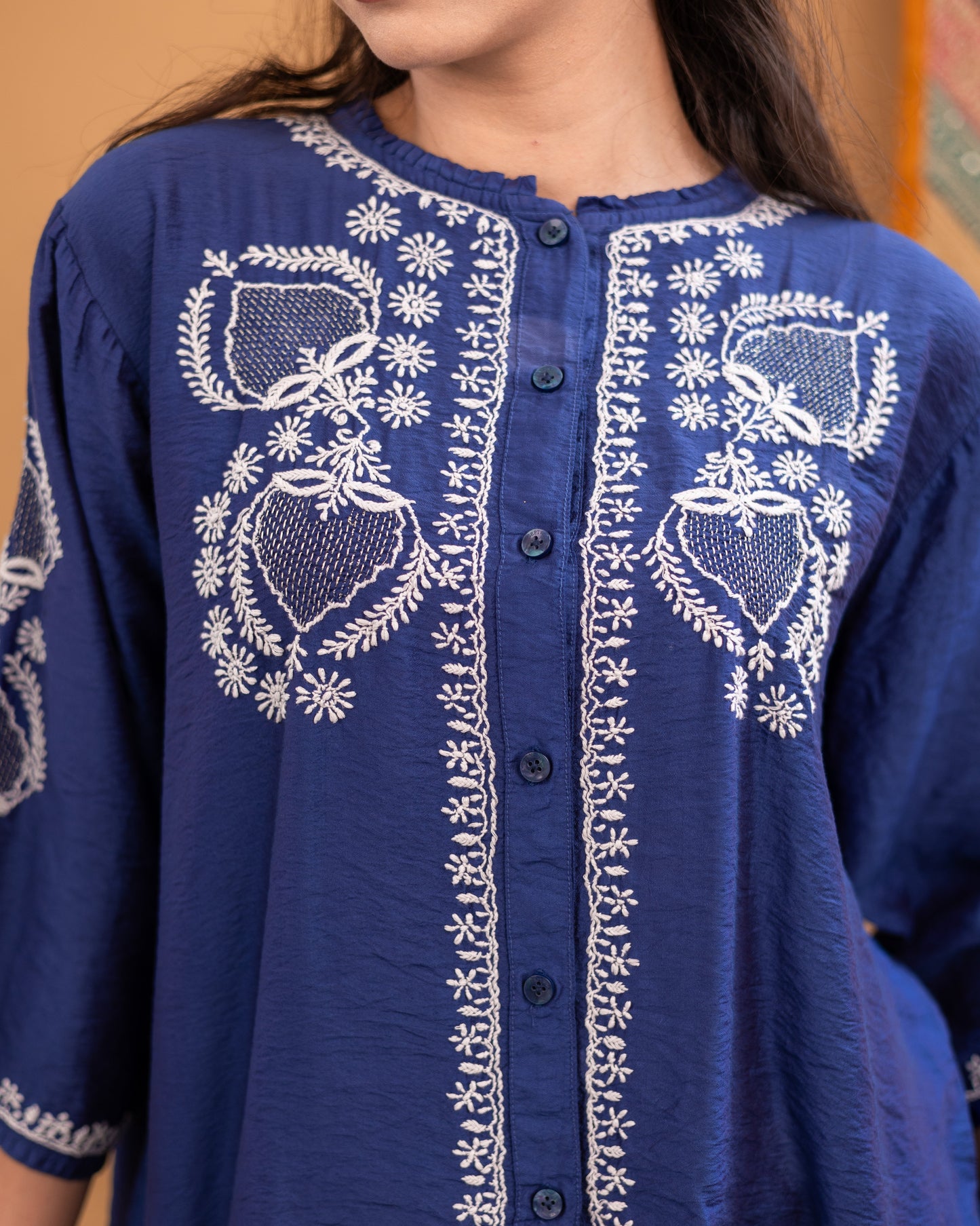 Oorja linen chanderi kurti