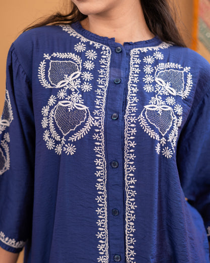Oorja linen chanderi kurti