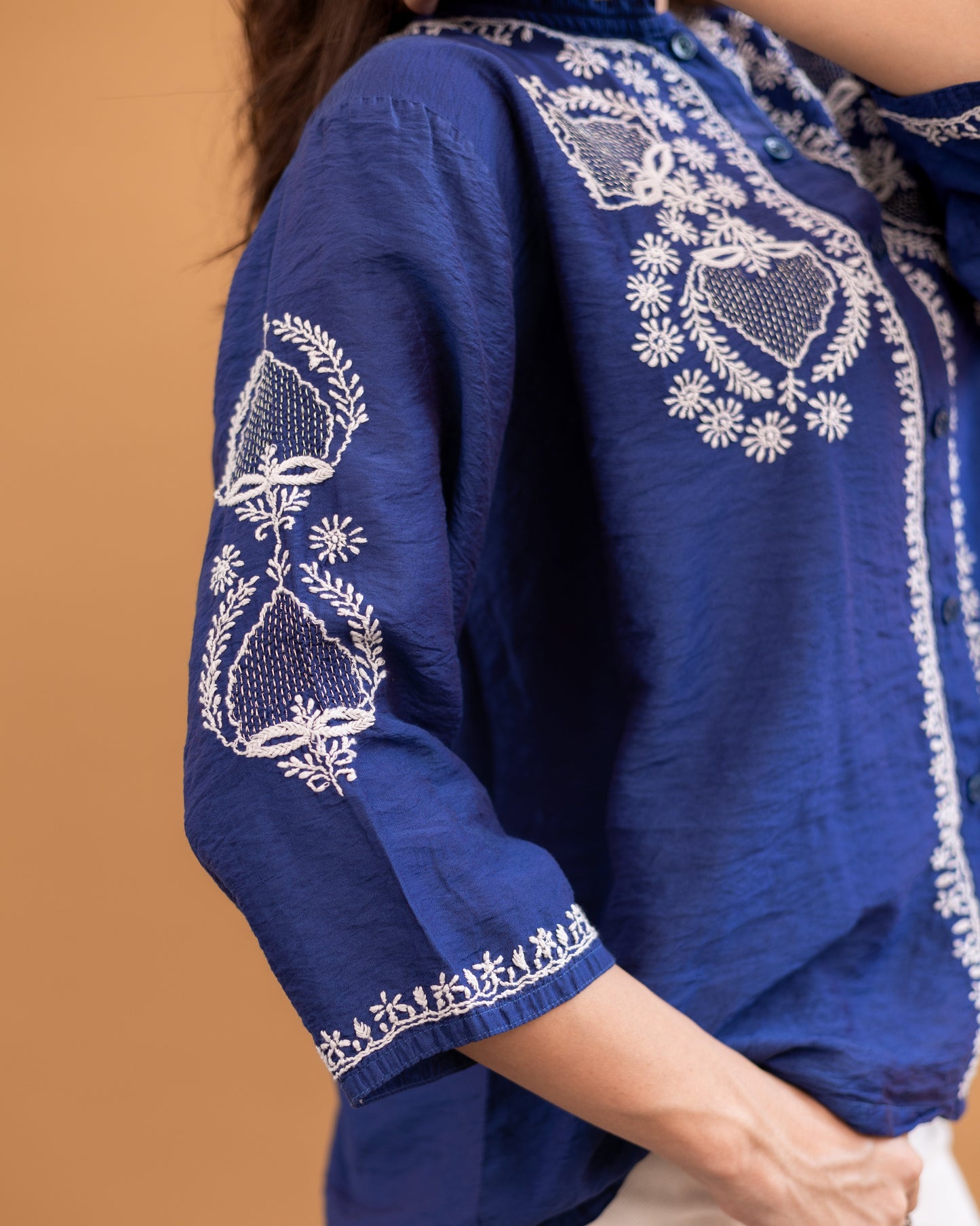 Oorja linen chanderi kurti