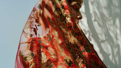 Powder Blue Shade Mukaish Mul Chanderi Silk Dress