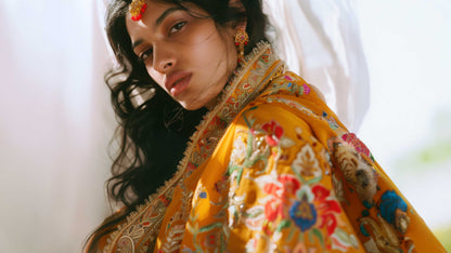 Powder Blue Shade Mukaish Mul Chanderi Silk Dress