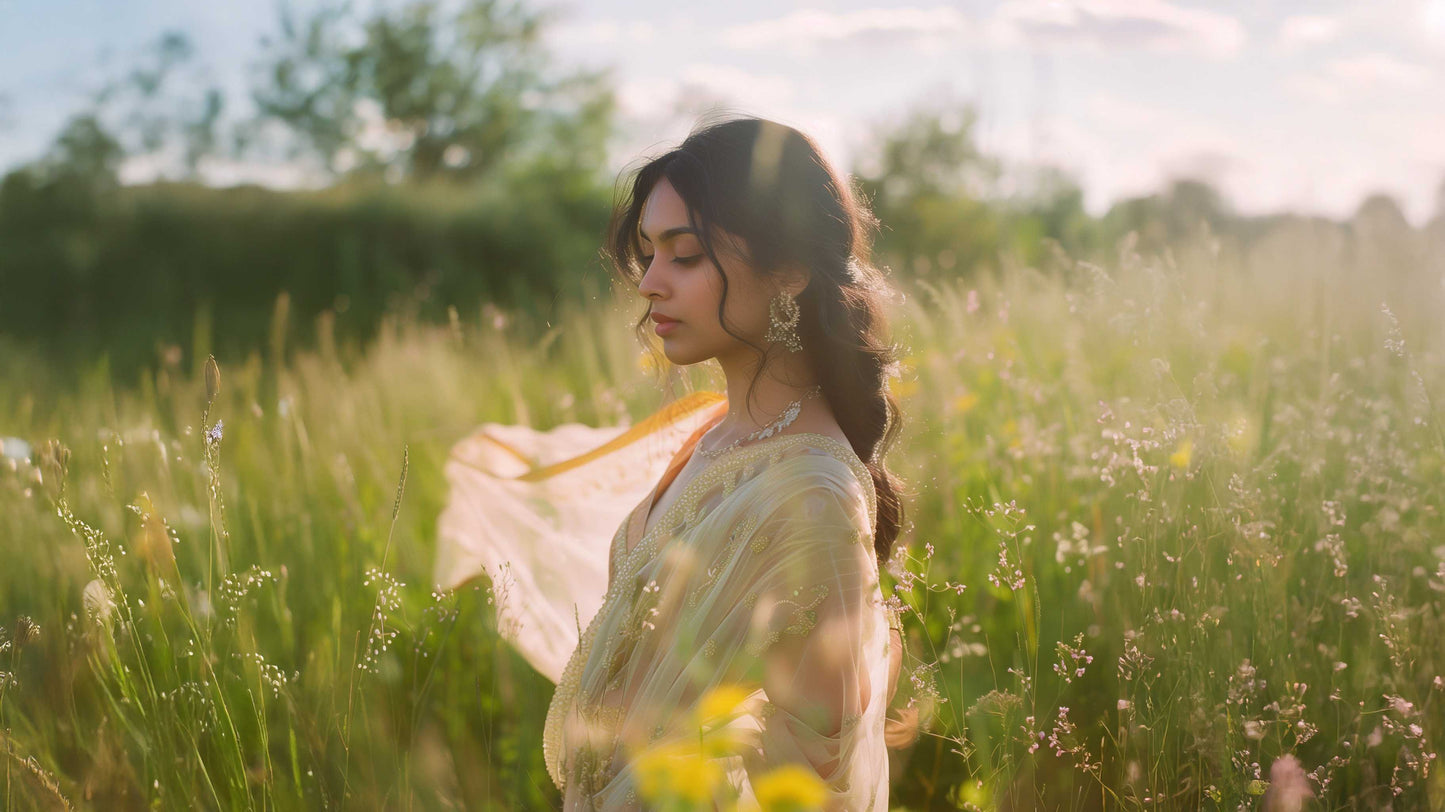 Dusty Peach Shade Chikankari x Applique Organza Kurta Set